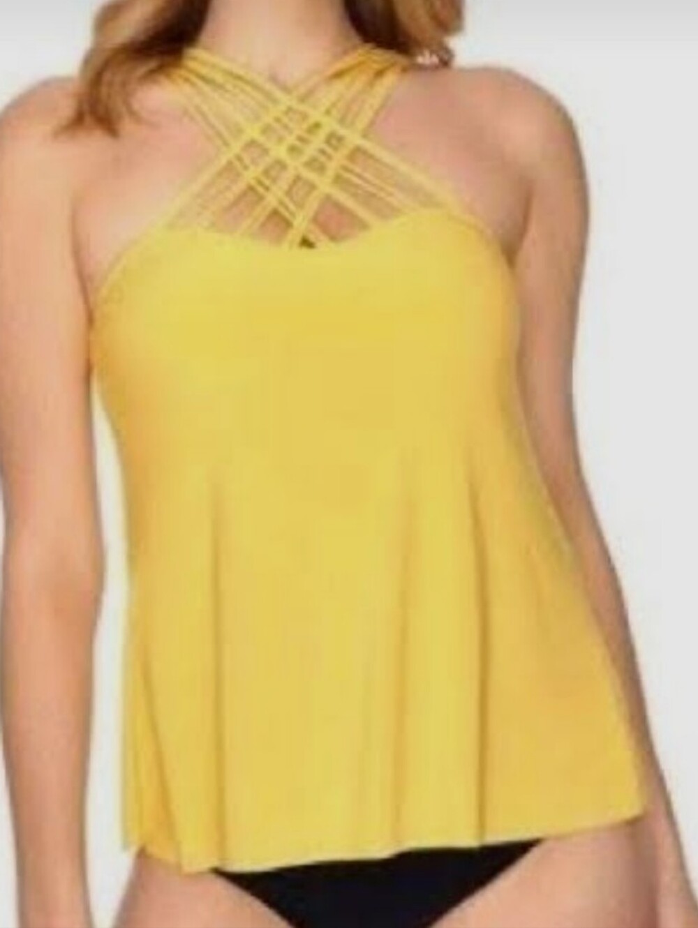 Magicsuit Yellow Strappy Back Swim Tankini Top Size US 12
